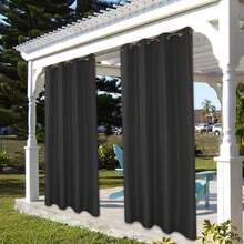 1pc Dark Gray Outdoor Curtain, Suitable For Patio, Porch, Gazebo, UV Resistant And Fade Resistant, Combines Sunshade And Privacy Decoration Functions - B - View 6