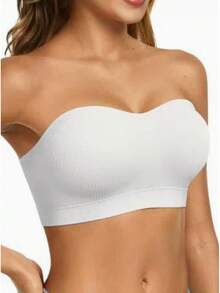 Sujetador sin tirantes push-up soporte mujer sin costuras - Blanco - Ver 1