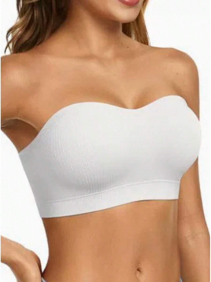 Sujetador sin tirantes push-up soporte mujer sin costuras - Blanco - Ver 1