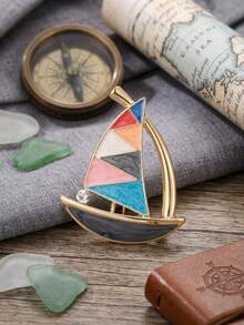 Broches de velero de esmalte de lujo - Alfileres de vehículo elegantes para mujeres unisex accesorios de joyería casual para fiestas / Regalos para amigos insignias decoración - velero - Ver 19