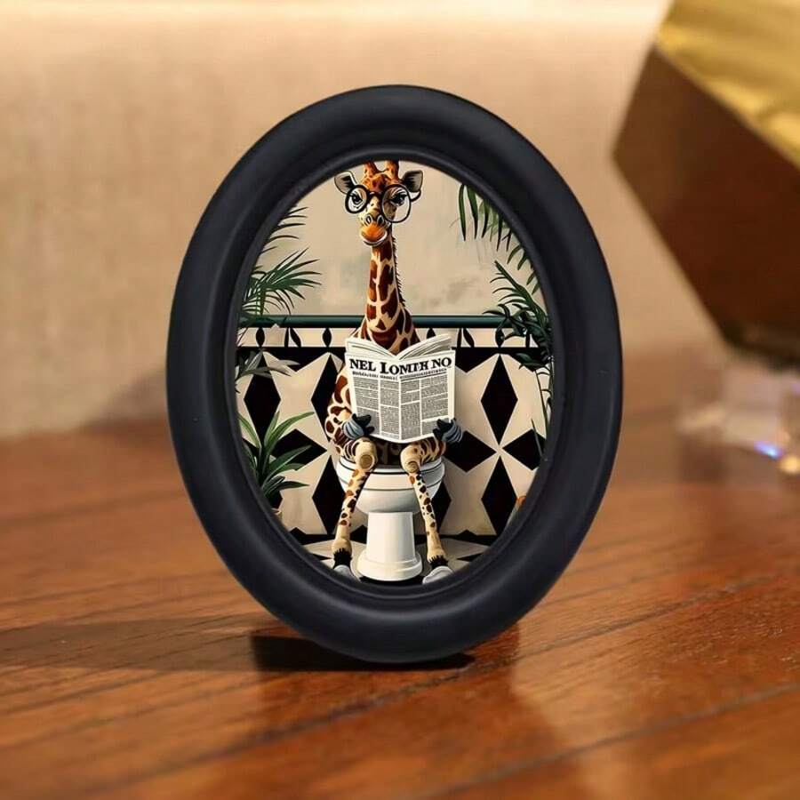 1pc 3D Black Oval Vintage Picture Frame, Hand-Printed Pattern Transfer, Halloween Decoration, Thanksgiving Decoration, With Hook, Creative Home Decor Gift