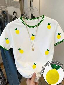 Resyla Women's Short Sleeve T-Shirt With Round Neck And Striped Print, Suitable For Summer Holidays And Everyday Wear - Warna-warni 2 - View 1