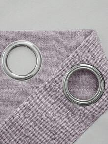 Linen Texture 100% Blackout Curtains 2 Panels Thermal Insulated Rod Pocket Window Treatment, Suitable For Bedroom And Living Room - Purple - View 7