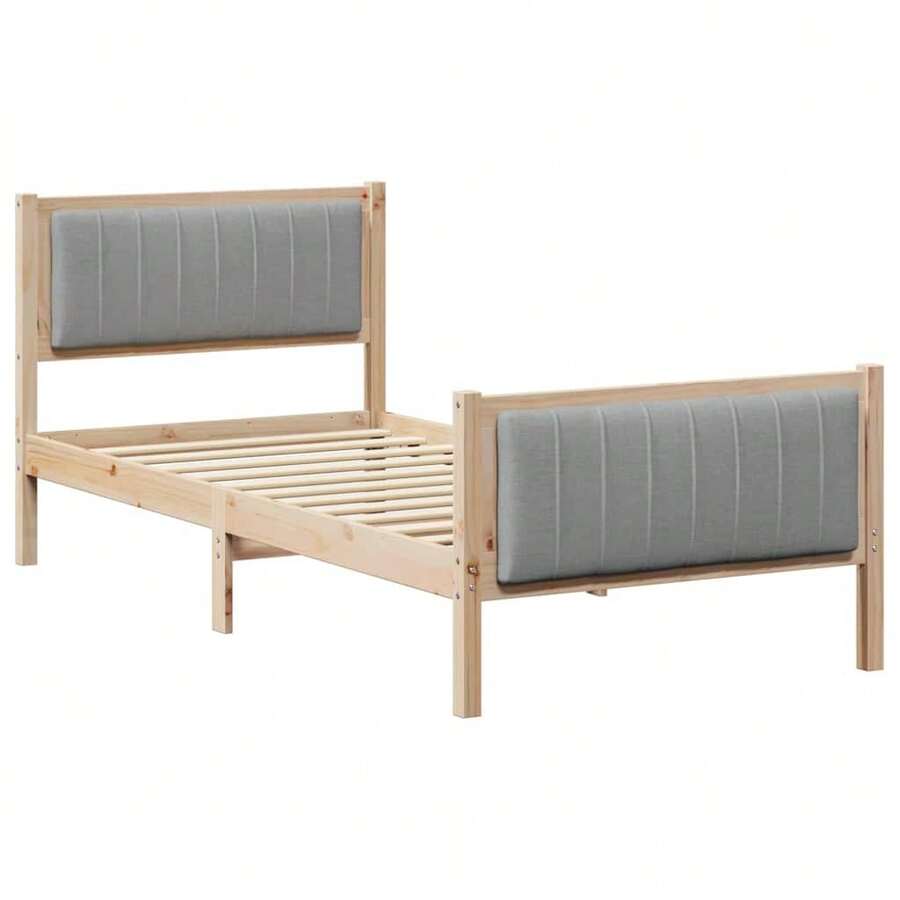 vidaXL Cadre de lit avec tête de lit Marron et gris clair 90x200 cm - Castano - Visualizzare 1