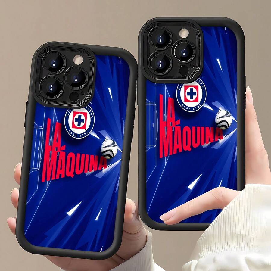 Funda para móvil Cruz Azul La Máquina, compatible con fundas para Samsung, Apple, VIVO, OPPO, , ,  y Honor. Fabricada en TPU, ofrece protección contra golpes y caídas. - Negro - Ver 1