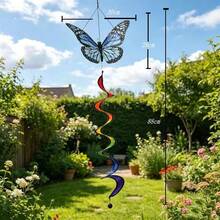 3/1pc Colorful Butterfly Decorative Hanging Rotating Windmill, Outdoor Kindergarten Project Activity Yard Decoration - A - View 5