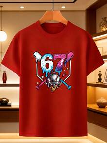 Camiseta para niño, con un diseño sencillo de estampado "Baseball No. 67 Graffiti", inspirada en la cultura del béisbol estadounidense y el estilo deportivo retro. Es una prenda cómoda y cas - Blanco - Ver 7