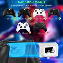 Xb Ox One/S/X/Elite Battery Pack, 1200mAh, LED Display, 3-4 Hours Charging For 40 Hours Playtime, 2000+ Cycles, Black, Not Compatible With Series X/S - View 7