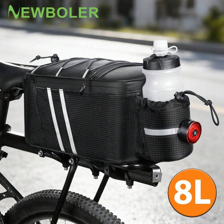 Tas Belakang Sepeda NEWBOLER dengan Kantong Botol Air Kapasitas Besar 8L, Tas Sepeda PVC