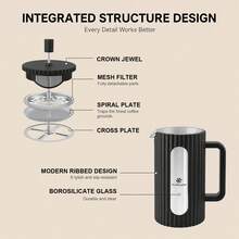 EcoNymphal 12oz/350ml 34oz/1000ml French Press Coffee Pot Heat-Resistant Glass Teapot With Spoon And Brush Suitable For Cold Brew Coffee, Backyard BBQ, RV, Hiking, Kitchen Travel Gift - Black - View 8
