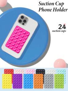 Double-Sided Silicone Suction Cup Phone Holder, 24 Strong Suction Cups, Portable Selfie Stand, Suitable For Bathroom Mirror, Window, Tile, Stainless Steel Smooth Surface, Hands-Free Video Recording, Washable And Reusable, Multi-Color Phone Back Suction Cup - Multicolor - View 5
