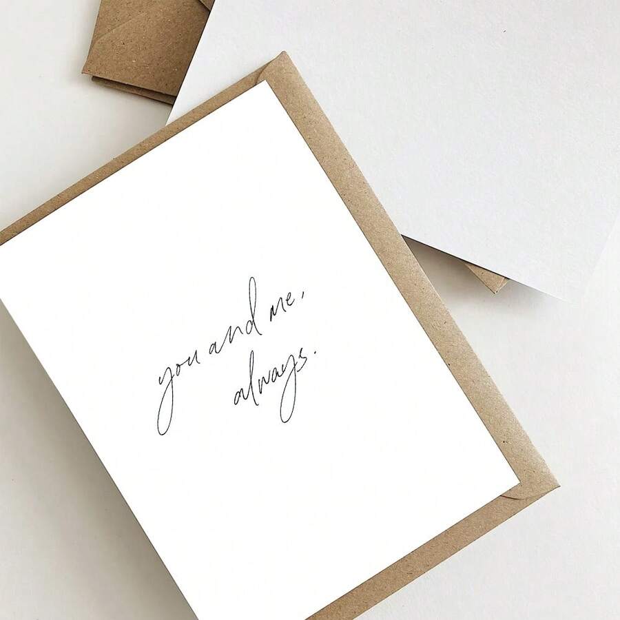 Minimalist Love Greeting Card, Wedding Day Card, You And Me Always, Simple White Anniversary Valentine Gift Card For Boyfriend Girlfriend Husband Wife - Multicolor - View 1