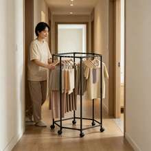 Hexagonal Garment Hanger Rack With Wheels, Heavy Duty Clothes Drying Rack – Portable Rolling Clothes Stand, Easy Assembly For Home, Dorm & Studio - Black - View 5