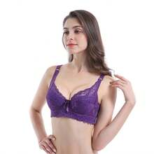 Sujetador talla grande algodón fino encaje aros push-up regulable soporte lateral mujer - Negro - Ver 5