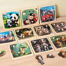 Wooden Traffic Animal 3D Inlay Puzzle Board, Shape Matching Educational Toy For Toddlers And Young Children, Early Learning - Multicolor - View 3