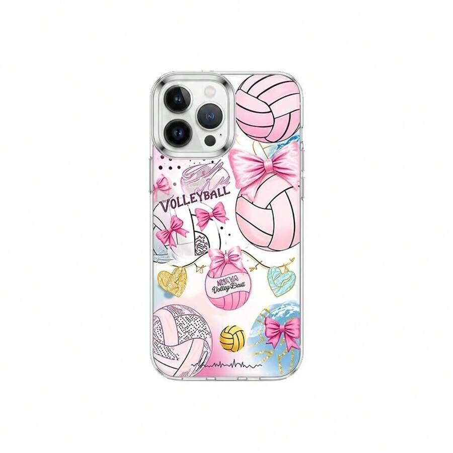 Volleyball Shockproof Case Made Of Eye-Catching Glossy TPU Material, Scratch-Resistant And With Camera Protection. Viral Influencer Design, With Delicate Cartoon Graphics And A Youth Style. Compatible With IPhone 11-17 Pro Max, X/XS Max. - 透明度 - 查看 1