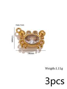 3Pcs 304 Stainless Steel 18K Gold Plated Colorful Rhinestone Marine Life Pendants DIY Handmade Jewelry Accessories/Waterproof And Fade-Resistant - Basket - View 10