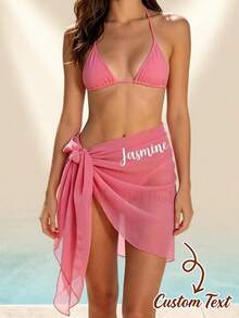 Customized Name Beach Cover-Up, Personalized Pool Beach Cover-Up, Gradient Cover-Up Dress, Suitable For All Summer Occasions, Bridal Party Gift - Multicolor - View 3