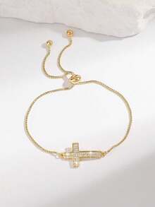 pieza de pulsera minimalista, elegante y versátil con circonitaúbica brillante, cadena giratoria de dobleírculo, regalo de moda para mujeres, chicas, fiestas, graduaciones, novias, - Oro amarillo - Ver 9