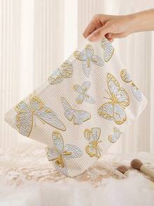 1pc Portable Cosmetic Storage Bag Butterfly Pattern Double-Sided Print Travel Zipper Makeup Bag Multi-Functional Toiletries Organizer - Multicolor - View 5