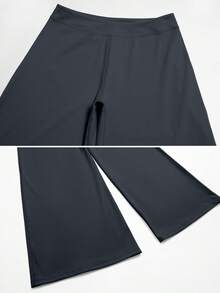 TimeOff Women's 1pc Solid Color Draped Wide Leg Pants - Grey - View 4