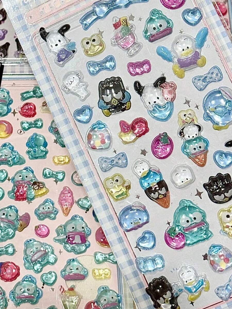 Cartoon Handmade Reward Stickers For Phone & Photo Album, 3D/DIY Stickers, Transparent Solid Stickers, Replaceable 3D Sticker Set, Reusable Self-Adhesive DIY Decorative Stickers, Interactive Stickers For Kids, Daily Decorative Stickers, Party Decorative Stickers, Kids Sticker Games, Office & School Decorative Stickers (Some Styles May Have Color Differences, Randomly Sent) - Multicolor - View 1
