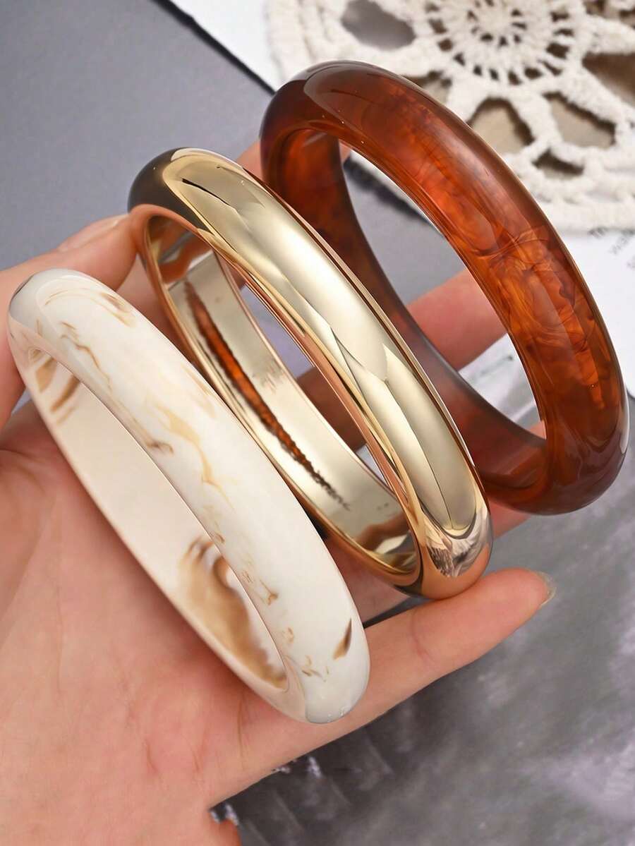Set Of 5 Open Bracelets, Vintage Style, Geometric Design, Stackable, Multi-Layer, Adjustable Rigid Bracelets For Women, Fashion Accessory Ideal For Daily Wear, Parties And Gifts - Multicolor 2 - View 1