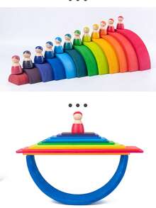 1 Set Children's Rainbow Stacking Blocks Creative Building Assembly Toy Kids Stacking Toy Brain Development Creativity Inspiration Thinking Enlightenment - Multicolor - View 5