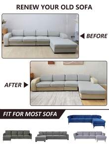 1 buah Sarung Bantal Kursi Sofa Warna Polos, Elastisitas Tinggi, Dapat Dilepas dan Dicuci dengan Mesin, Cocok untuk Ruang Tamu, Bahan Poliester, Sarung Bantal Kursi Sofa dan Sandaran Punggung - Light Grey - View 9