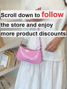 1pc Women's Solid Color PU Leather Shoulder Bag, Multifunctional Crossbody Commuter Bag With Adjustable Strap - Pink - View 2