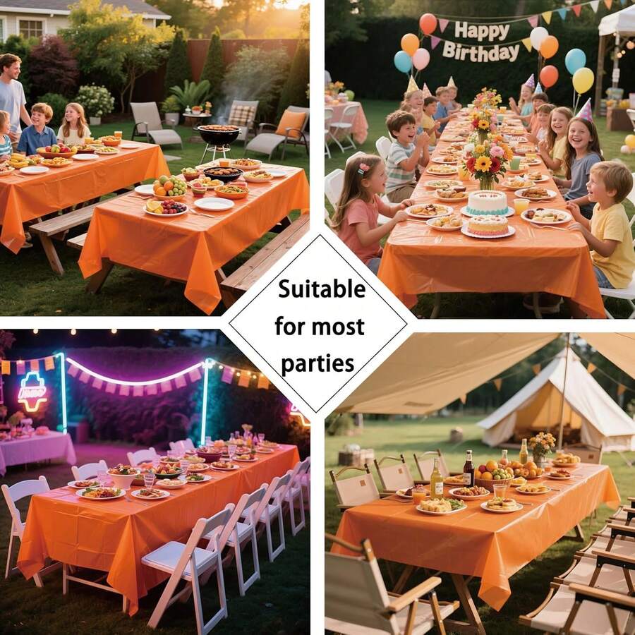 4 Packs Orange Plastic Tablecloth, 54 X 108 Inch Disposable Rectangle Table Cloth For Bride Wedding Birthday Hanksgiving Decorations Fall Tablecloths - View 1