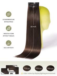 DNE HAIR 7件/包 120g 2# 深色夾式接髮片，雙層隱形夾式 Remy 真髮，無縫柔軟髮尾，防掉髮可重複使用，適合細髮，適用於沙龍、日常、婚禮、派對造型，女性使用 - S2 - 查看 8