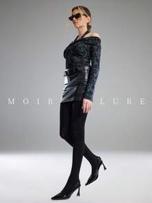 MOIRÉALLURE 1 Pair Women Tummy Control Shaping Tights High Waist Butt Lifting Pantyhose Work Daily Wear - Black - View 2