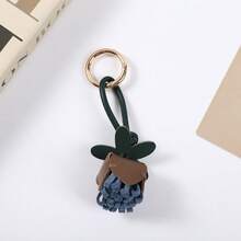 1pc Back To School Vintage Floral Bag Charm, Hand-Sewn Fabric Tulip PU Strap Spring Ring, Student Backpack Decoration - Multicolor - View 8