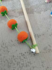 2pcs Colorful Tomato Teaser Stick, Felt Ball Persimmon Toy, Pet Exercise & Entertainment Toy, Fairy Wand, Plush Ball Supplies - Multicolor - View 8