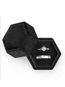1pc Velvet Ring Box, Hexagonal 3-Slot Ring Box, Suitable For Wedding Ceremony, Can Hold Multiple Rings, White Engagement Wedding Commemorative Box, Wedding Ring Storage Box, Engagement Ring Organizer Box - Multicolor - View 21