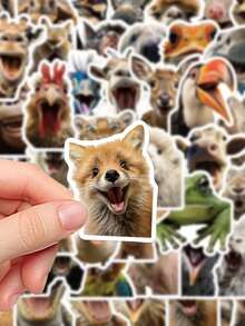 50pcs Funny Animal Pattern Decorative Stickers Suitable For Skateboard, Phone Case, Laptop, Refrigerator, Luggage, Bedroom, Tablet, Notebook, Learning Reward Gift - Multicolor - View 2