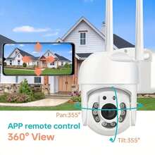 1080P HD Outdoor WiFi PTZ Security Camera, 2.4G Wireless Connection, 360° Panoramic Rotation, Human Tracking Motion Alarm, Two-Way Audio Intercom, Full Color Night Vision, Multi-User Family Sharing Remote Phone Viewing, Indoor Security Monitor - White - View 5
