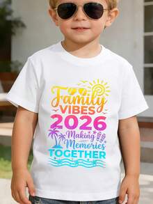 Create A Family Summer Vacation Atmosphere In 2026, Share Beautiful Memories, Children's T-Shirts With Novel Aesthetic Designs, Casual Children's T-Shirts, T-Shirts Of Es - 白色 - 查看 5