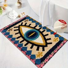 1pc Evil Eye Pattern Design Microfiber Bath Rug,Non-Slip And Soft Bathroom Mat,Doormat,Water Absorption Mat,Machine Washable,Low Pile,TPR Backing,Knit Fabric,ForBedroom,Kitchen, Entryway,Indoor Use,Accessories & Home Decor,Perfect New Home Gift. - A - View 2