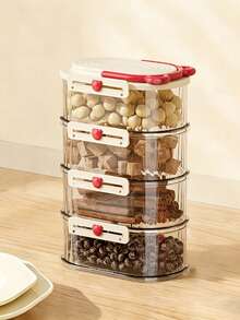 1pc 4-Layer Stackable Airtight Seasoning Storage Container, Transparent, Snap Lock, Leak-Proof Organizer Box With Handle, Multifunctional Spice Storage Box For Ginger, Garlic, Peppercorns, Seasonings, Refrigerator Storage - Multicolor - View 11