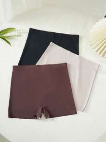 Women's 3-Piece Set Of Solid Color Anti-Exposure Shorts - White - View 10