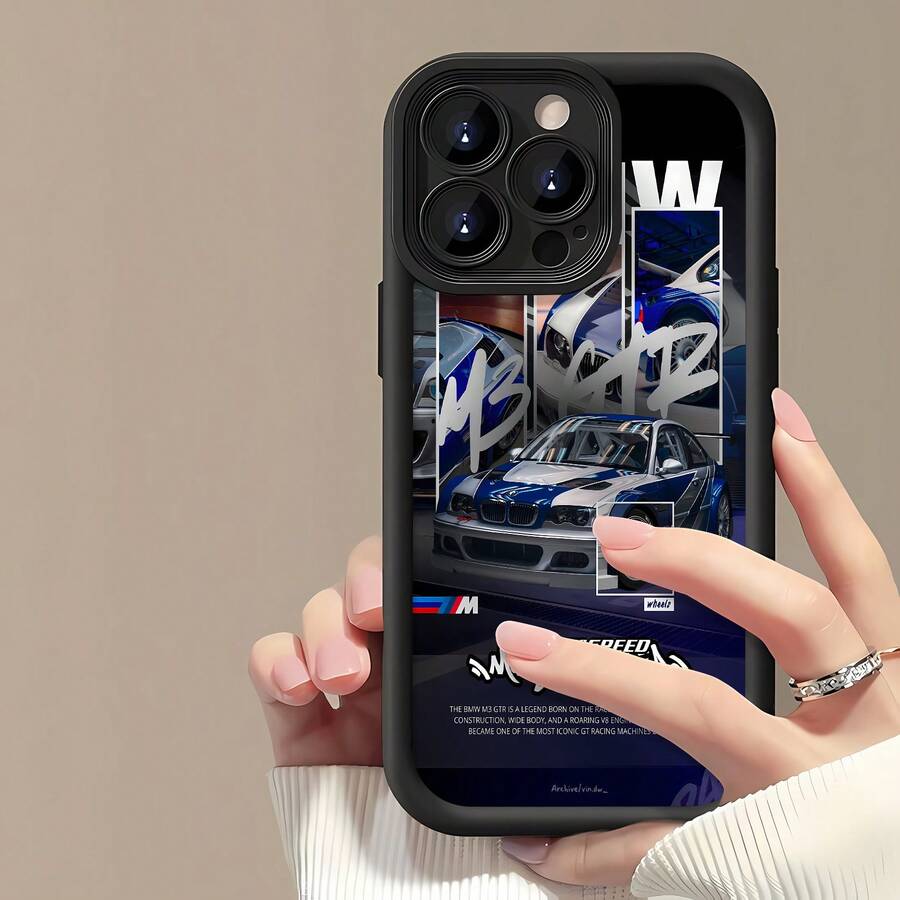 M3 GTR Racing Blue And White Phone Case. Compatible With Apple, , , And Honor Phones. Made Of TPU Silicone, They Offer Protection Against Bumps And Drops. Great Gift For Mom. - Black - View 1