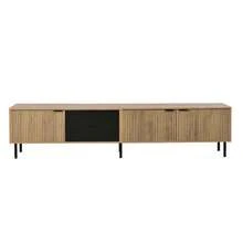 Mueble para TV de 208 * 40 * 48 cm en aglomerado, mueble bajo moderno con sistema de almacenamiento y gestión de cables para salón, unidad de almacenamiento de 3 cajones, compatible con televisores de 85 pulgadas. - Color natural - Ver 8