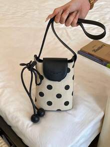 New Fashion Polka Dot Fabric Retro Straw Woven Casual Lightweight Summer Korean Style Niche Phone Bag, Pastoral Fresh European And American Style Shoulder Crossbody Lady Exquisite Commute Shopping Street Vacation Class Women's Bag - Multicolor - View 16