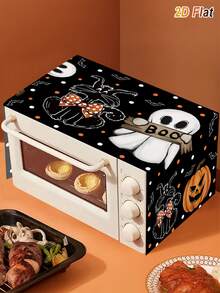 1pc Halloween Microwave Dust Cover, Ghost Pumpkin Pattern, Protective Cover, Decorative Kitchen Appliance Cover, Halloween Home Decor, Kitchen Decor, Halloween Trick Or Treat Decor, Halloween Party Decor, Happy Halloween Decor - Halloween B - View 11