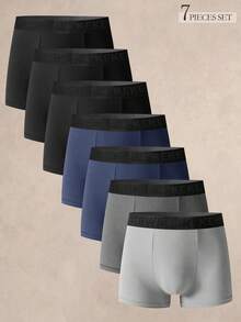 Set de 7 calzoncillos tipo bóxer simples y cómodos para hombres - Burdeos - Ver 12