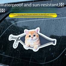 Car Stickers, Cartoon/Anime, Cute, Zipper, Cat, Playful, Luggage, Computer, Electric Motorcycle, Car Body Scratch Stickers, Decoration - Time Cat Stickers - View 7