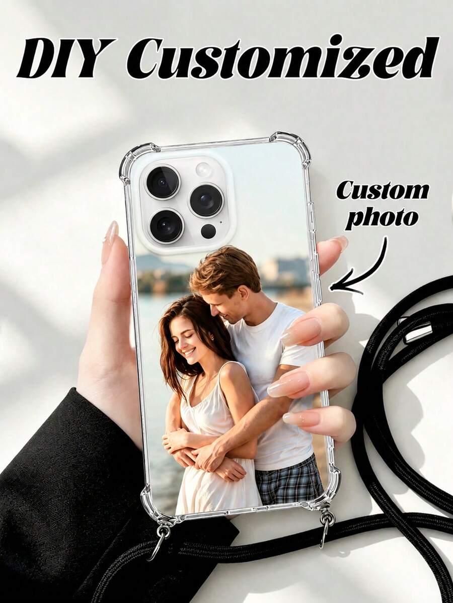 1pc Customized Photo Protective Phone Case With Lanyard, Compatible With IPhone 11/12/13/14/15/16/16Pro/16Plus/16ProMax/17/17Air/ProMax, S25/S25U/S25Plus, Compatible With Infinix Hot 50 Pro+ And Other Models, Ideal Gift For Friends,International Version, Not The Domestic Version - Clear - View 1