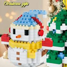 Micro-Particle Mini Christmas Theme Building Blocks Series, ABS Material, Includes: Santa Claus With Gift, Christmas Tree, Reindeer, Blue Hat Snowman, Wooden Bear, Small Train And Other Christmas Building Blocks Gift. Children's Stacking Blocks Toy Set, Soft Stress Relief Item, Creative DIY Educational 3D Handmade Assembly Toy. - Multicolor - View 7